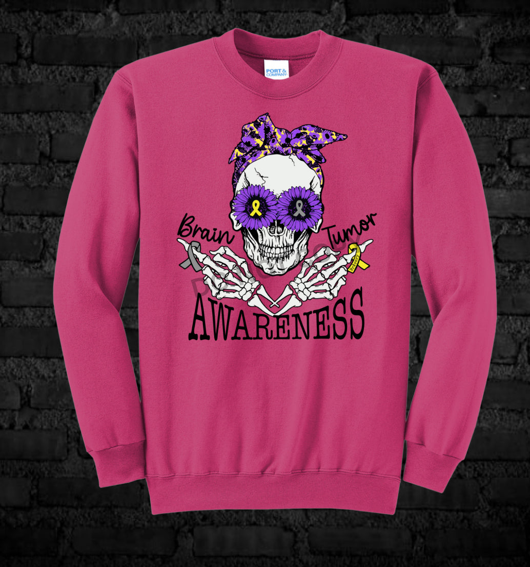 Girly Skull- Crew Neck Sweatshirt, Pink