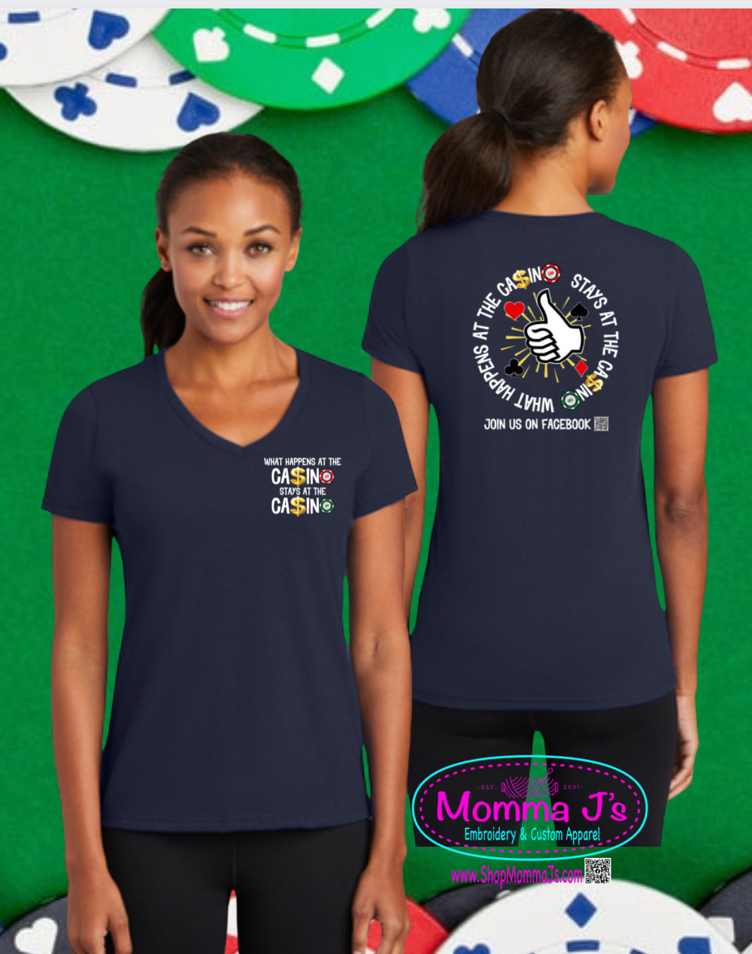 Womens Tee, V-Neck - Casino