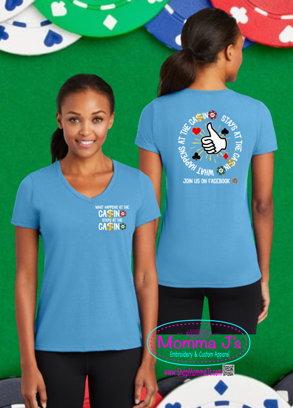 Womens Tee, V-Neck - Casino