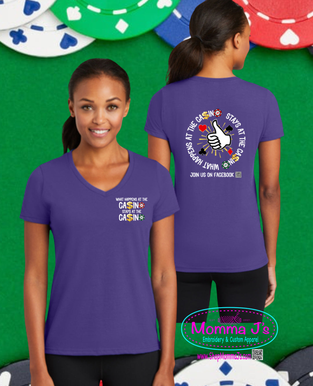 Womens Tee, V-Neck - Casino