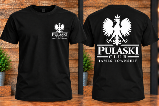 Pulaski Front and Back - White Logo on Black
