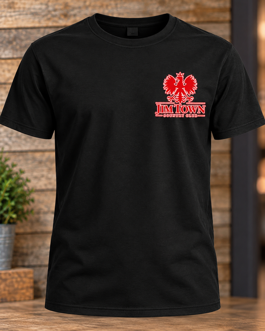 Jim Town , Front Only - Red & White Logo on Black