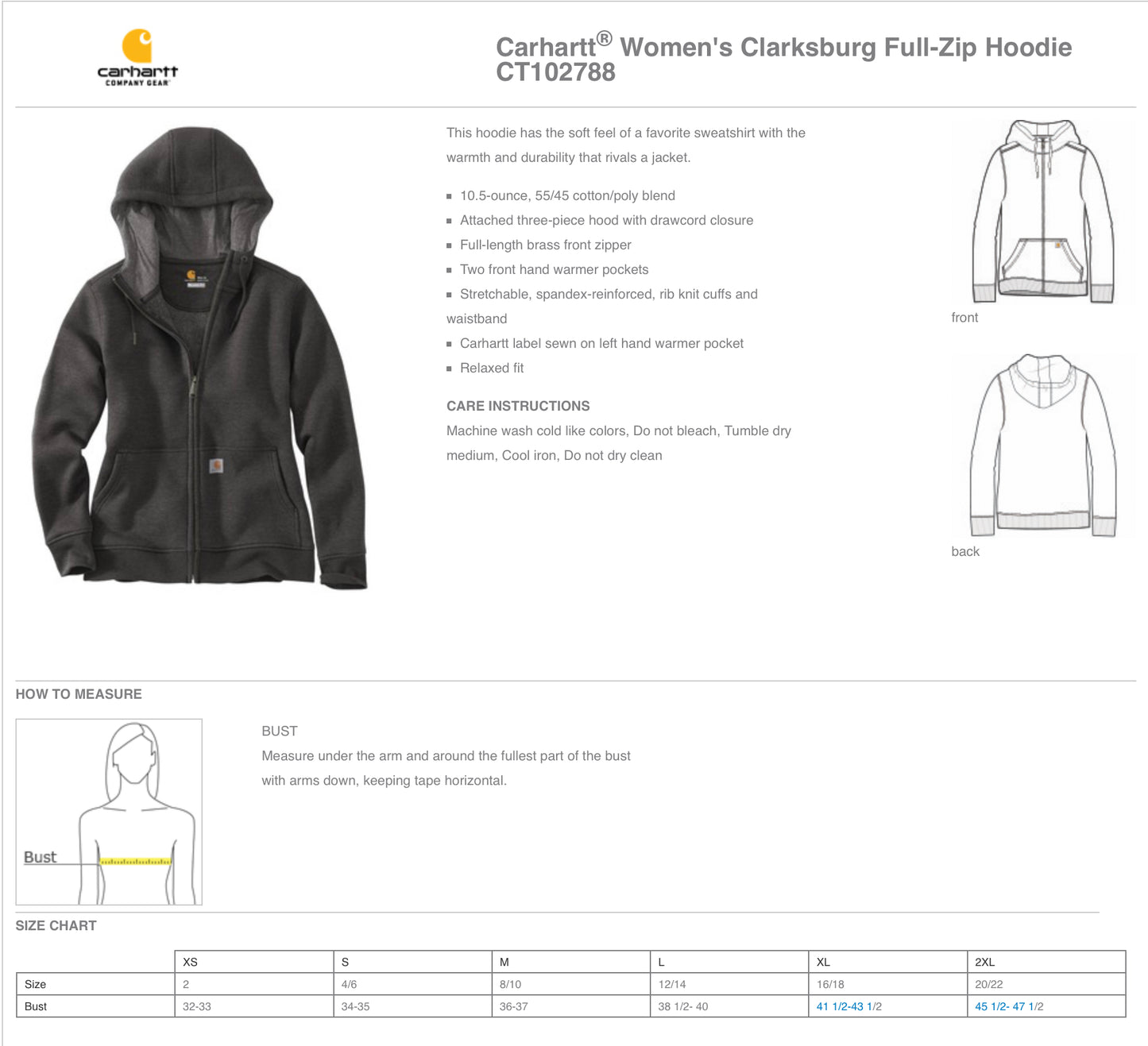 Carhartt- Ladies Zip Up Hoodie