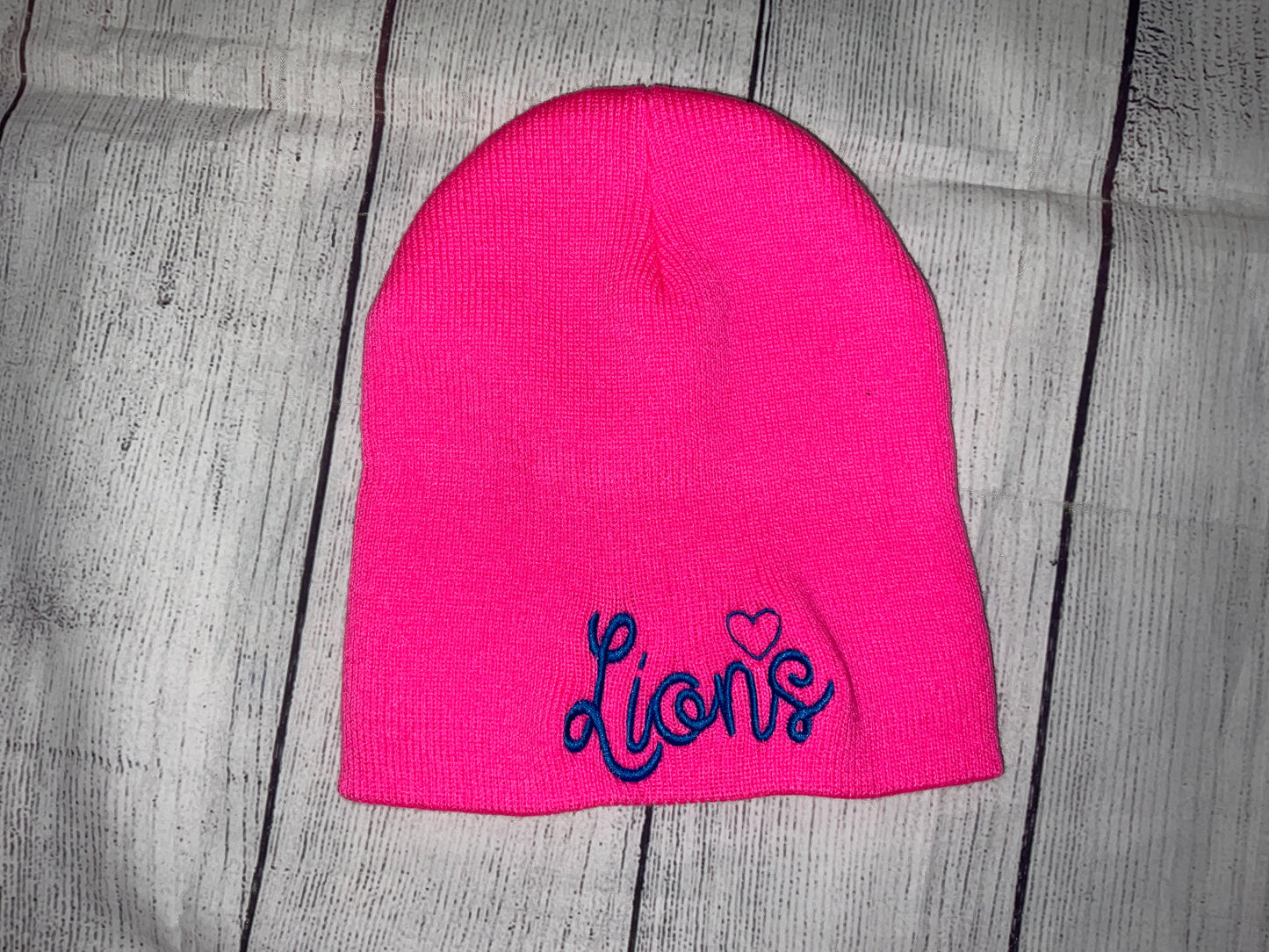 Lions Beanie - Pink Embroidered -  Cash & Carry