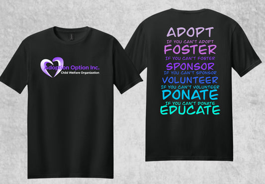 Design #2 - Stacked Words w/ Adoption Logo on Black