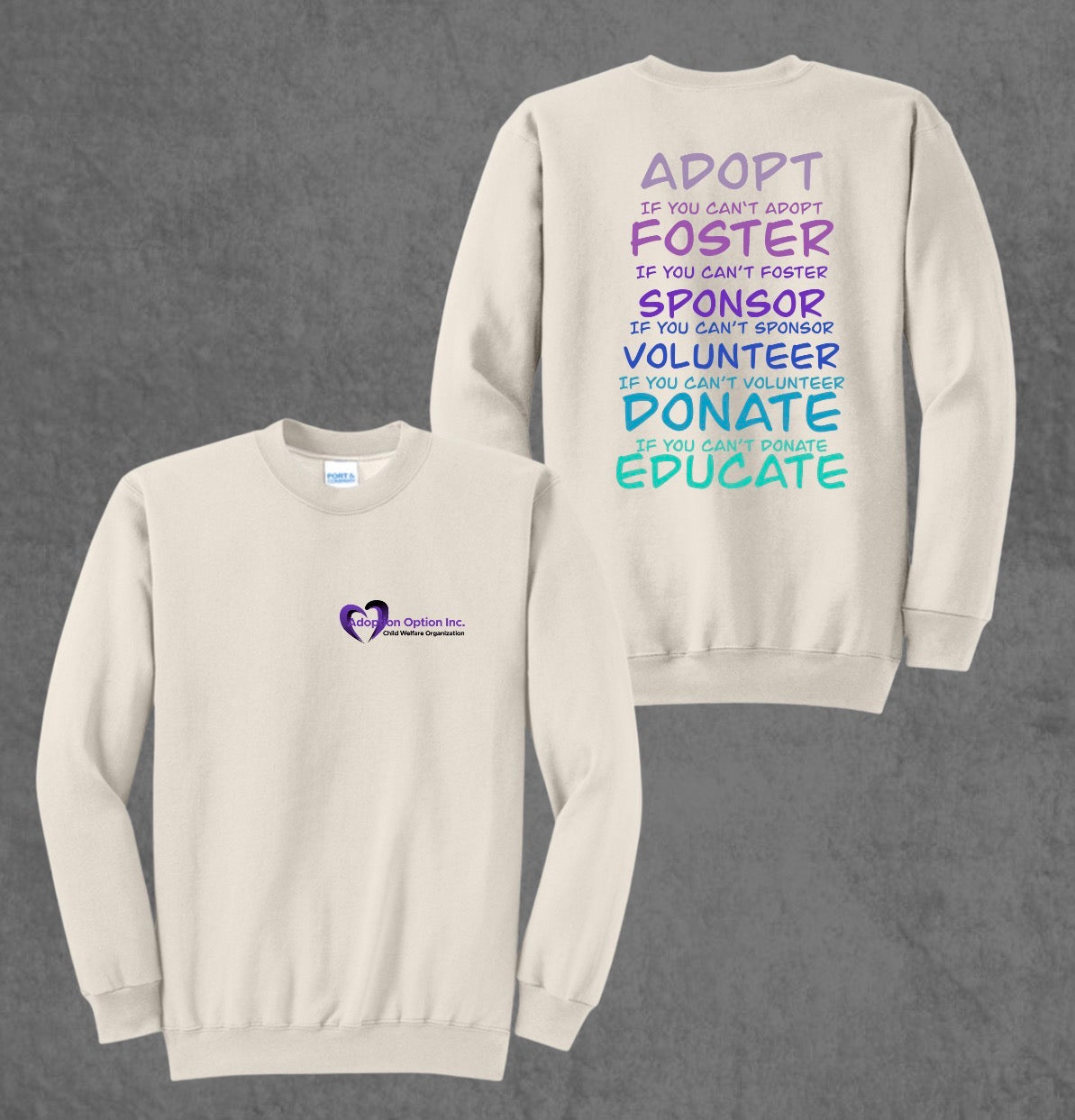 Design #2 - Stacked Words w/ Adoption Logo on Natural